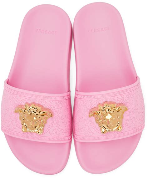 pink versace sandals heels|Versace pink slides girls.